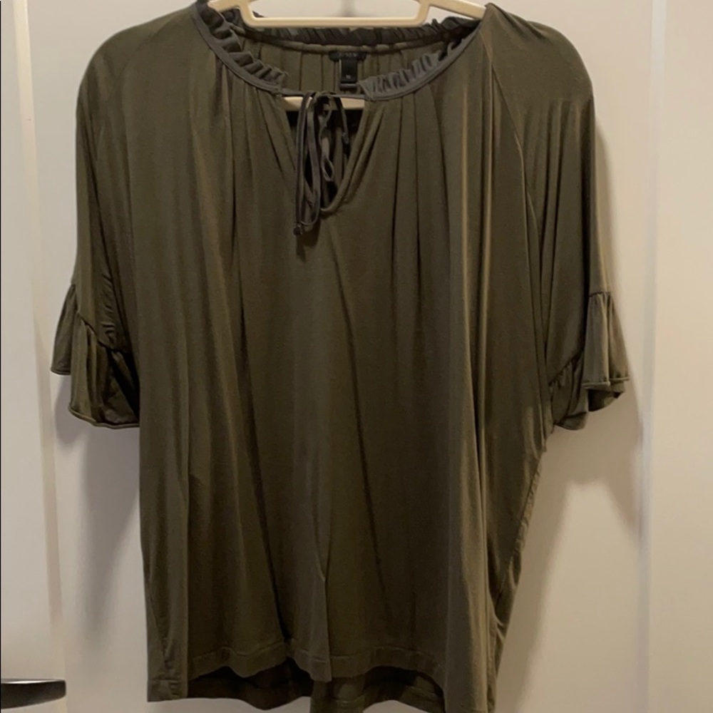 Green Ruffle Jcrew Tee